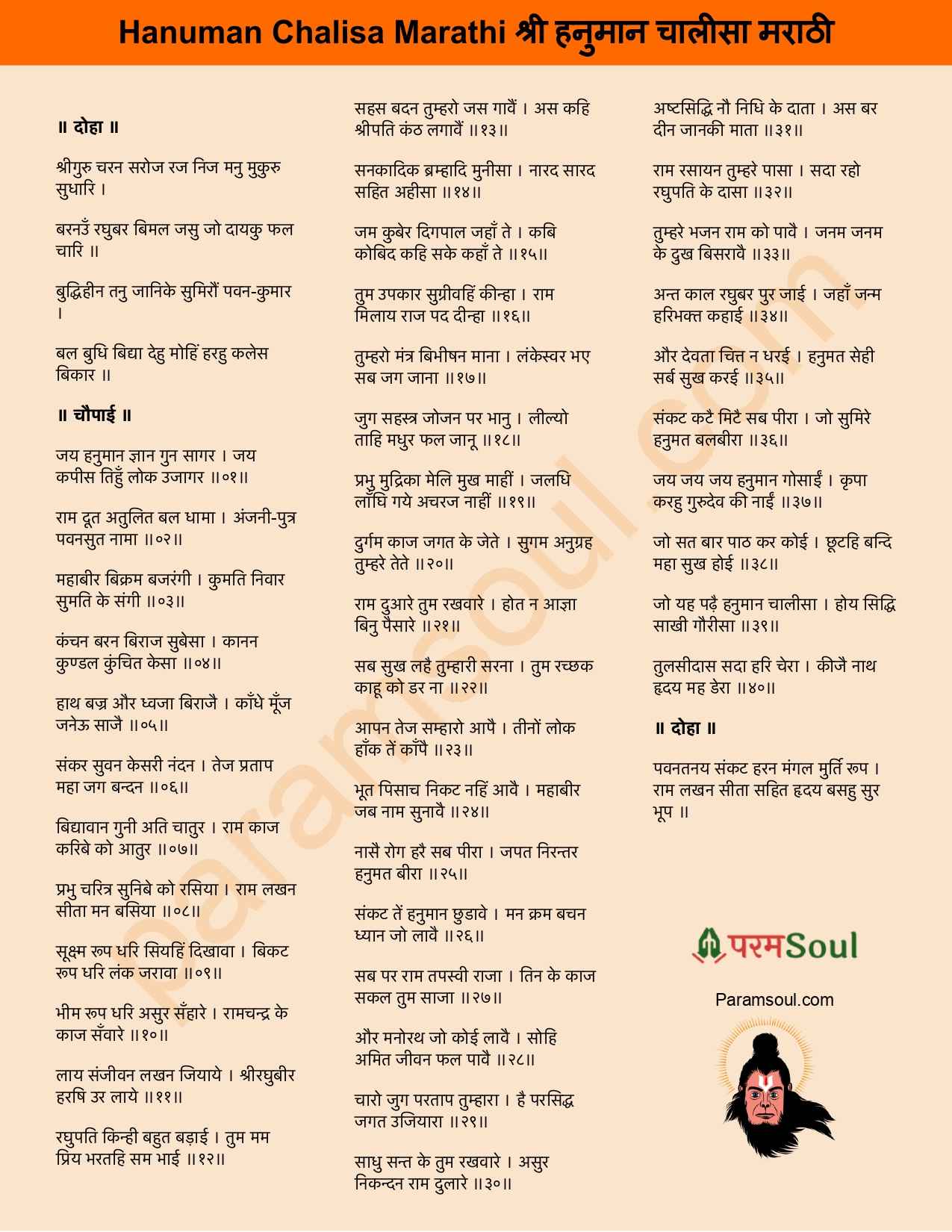 Hanuman Chalisa Marathi lyrics Image - हनुमान चालीसा मराठी गीत चित्र