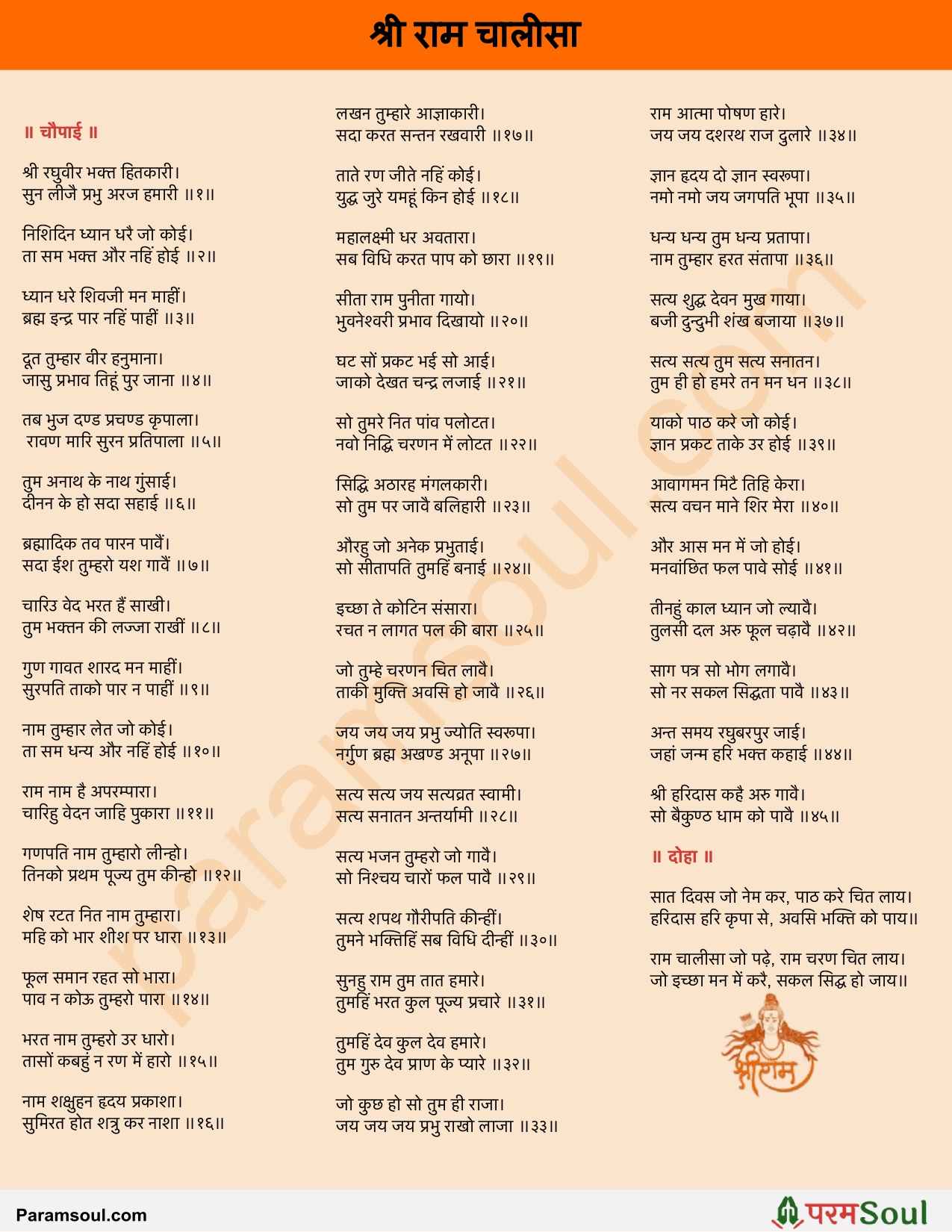 Ram Chalisa Chalisa Lyrics Hindi